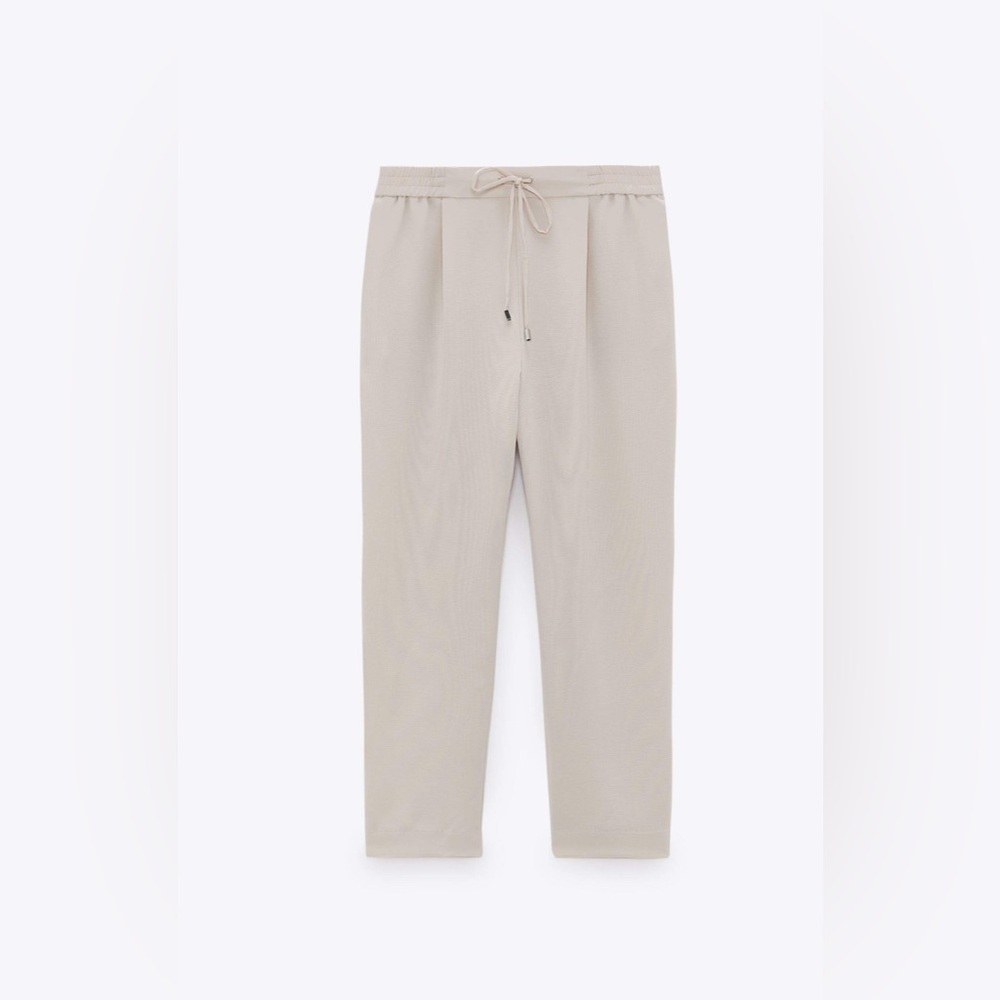 Zara Beige Drawstring Pants - Picture 2 of 10